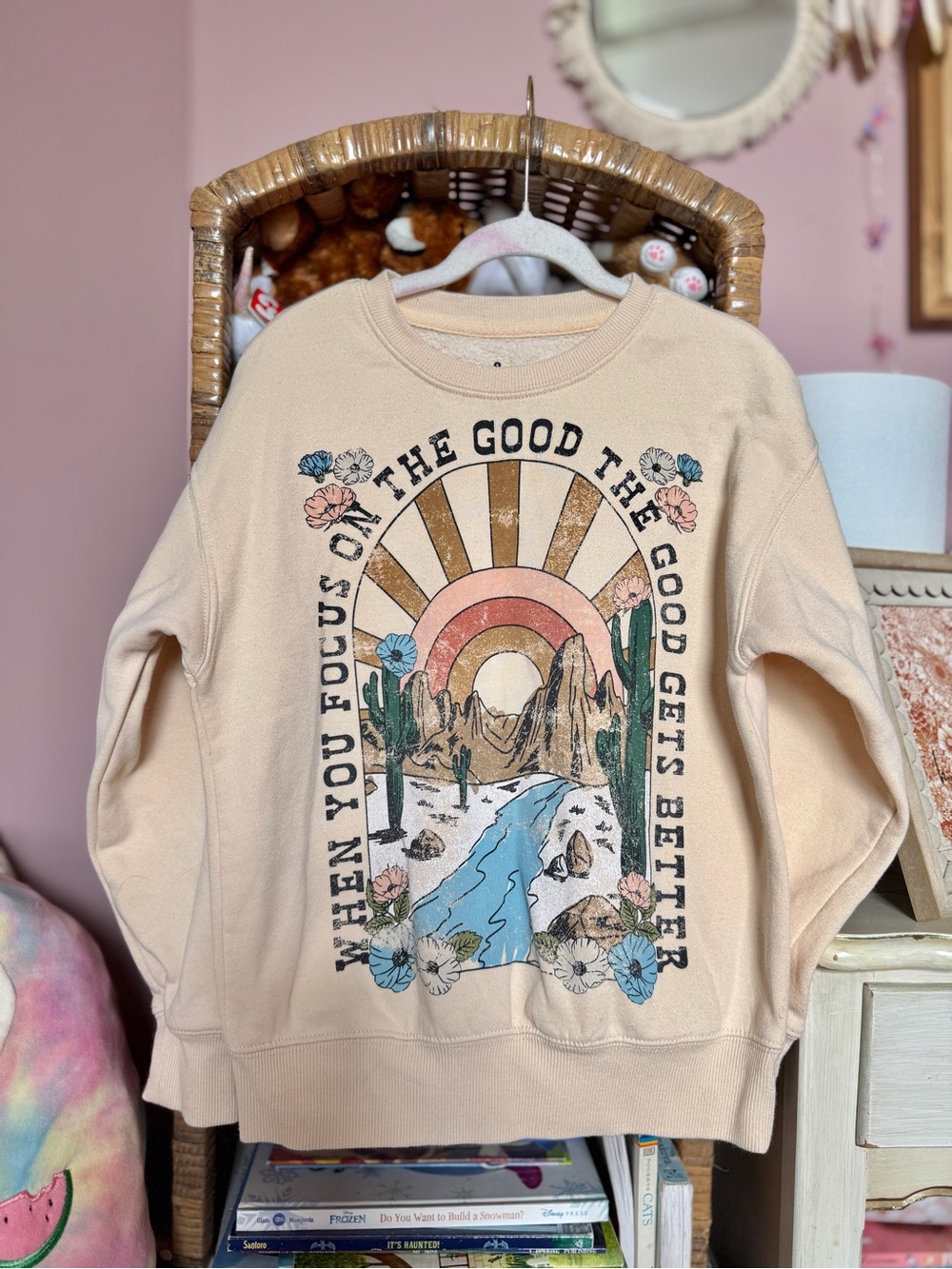 Kids Graphic Crewneck Sweatshirt - Beige Desert Sunrise
